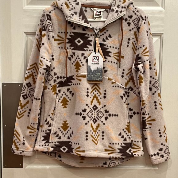 Avalanche Plush Fleece Hoodie Aztec Boho Cowgirl Women's M Clean Soft Beige NWT - Picture 1 of 12